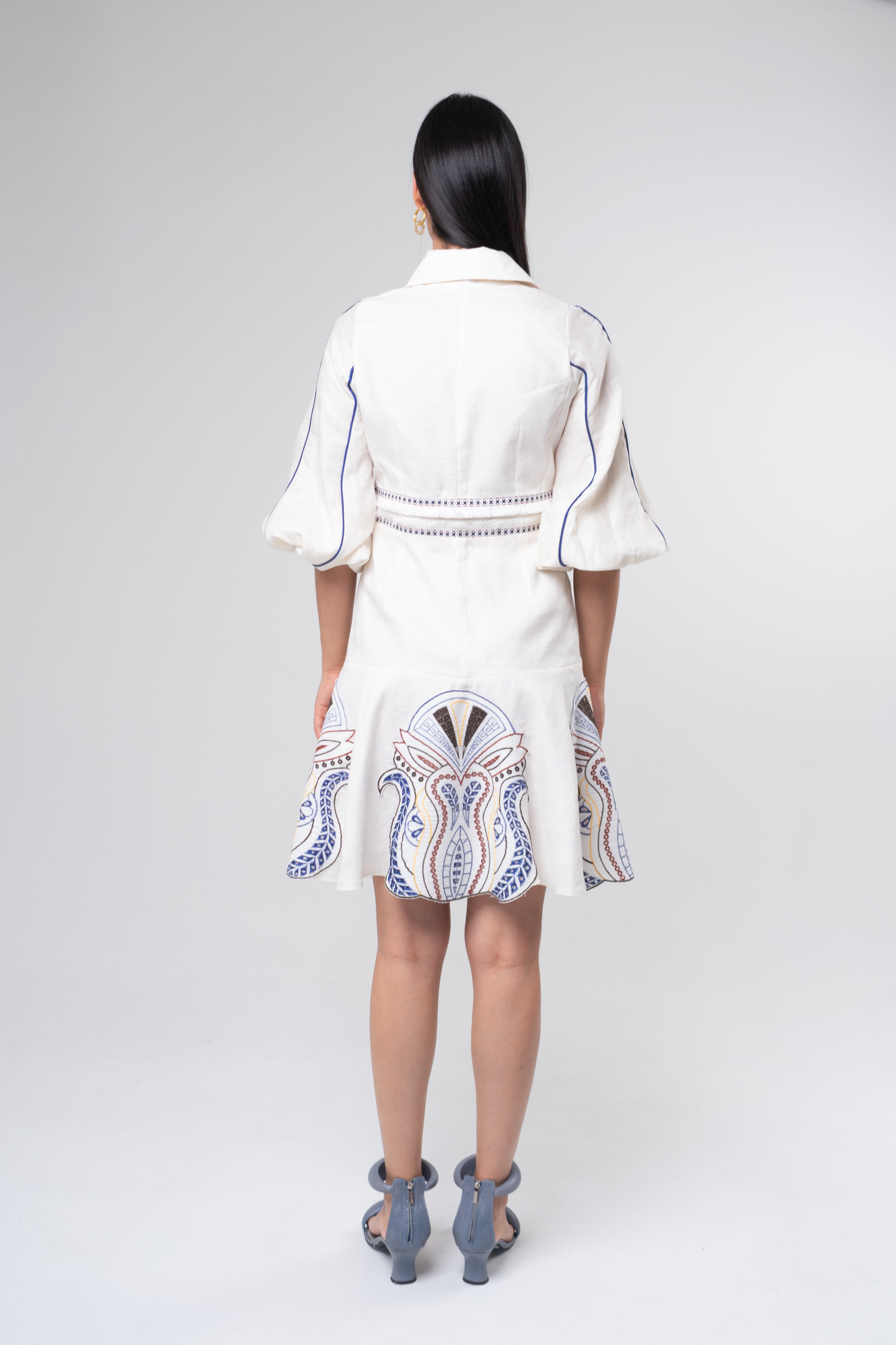 Vestido Midi Aplicación Azul