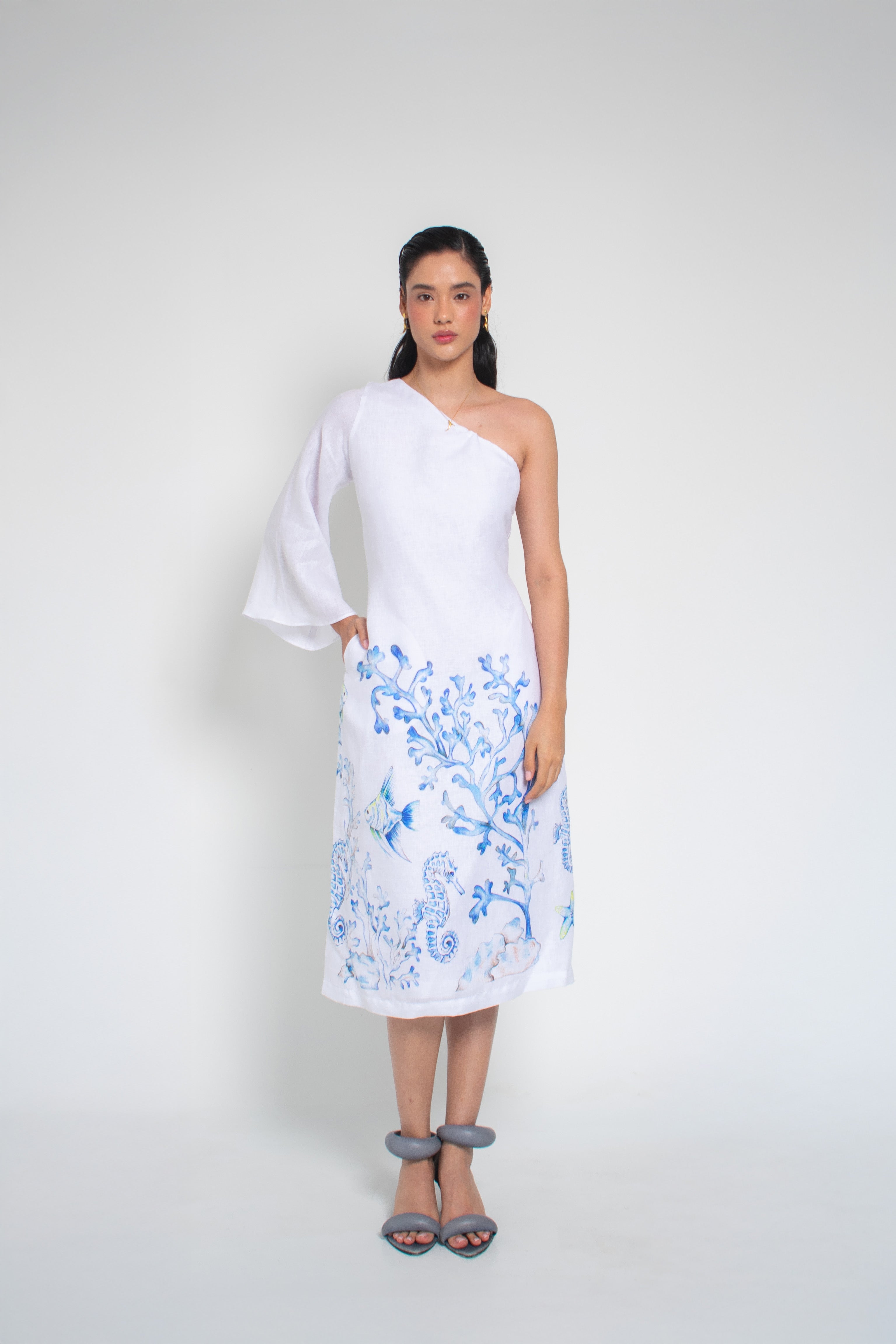 Vestido Asimétrico Coral Azul