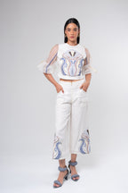 Crop Top Aplicación Azul