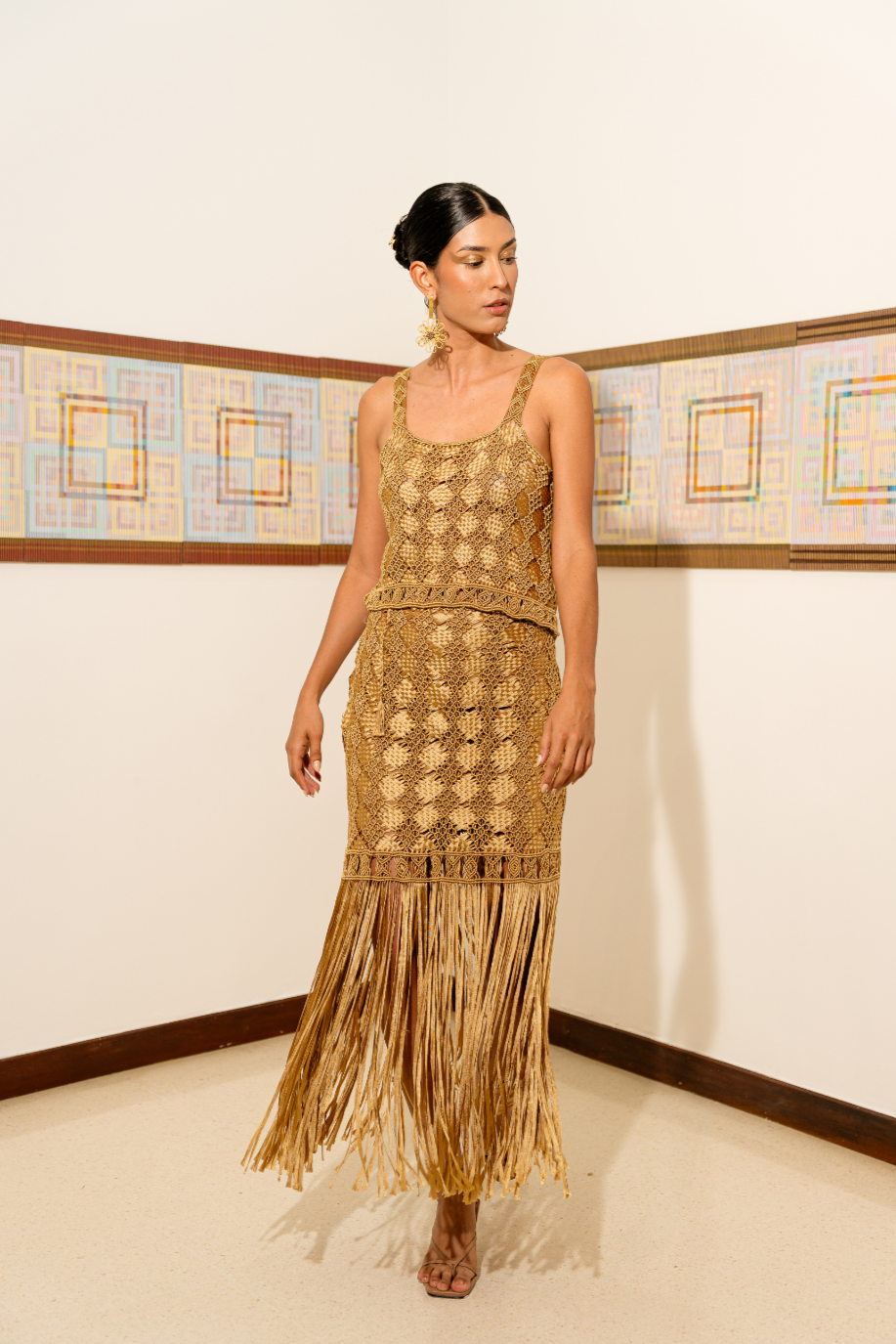 Falda Macrame Oro