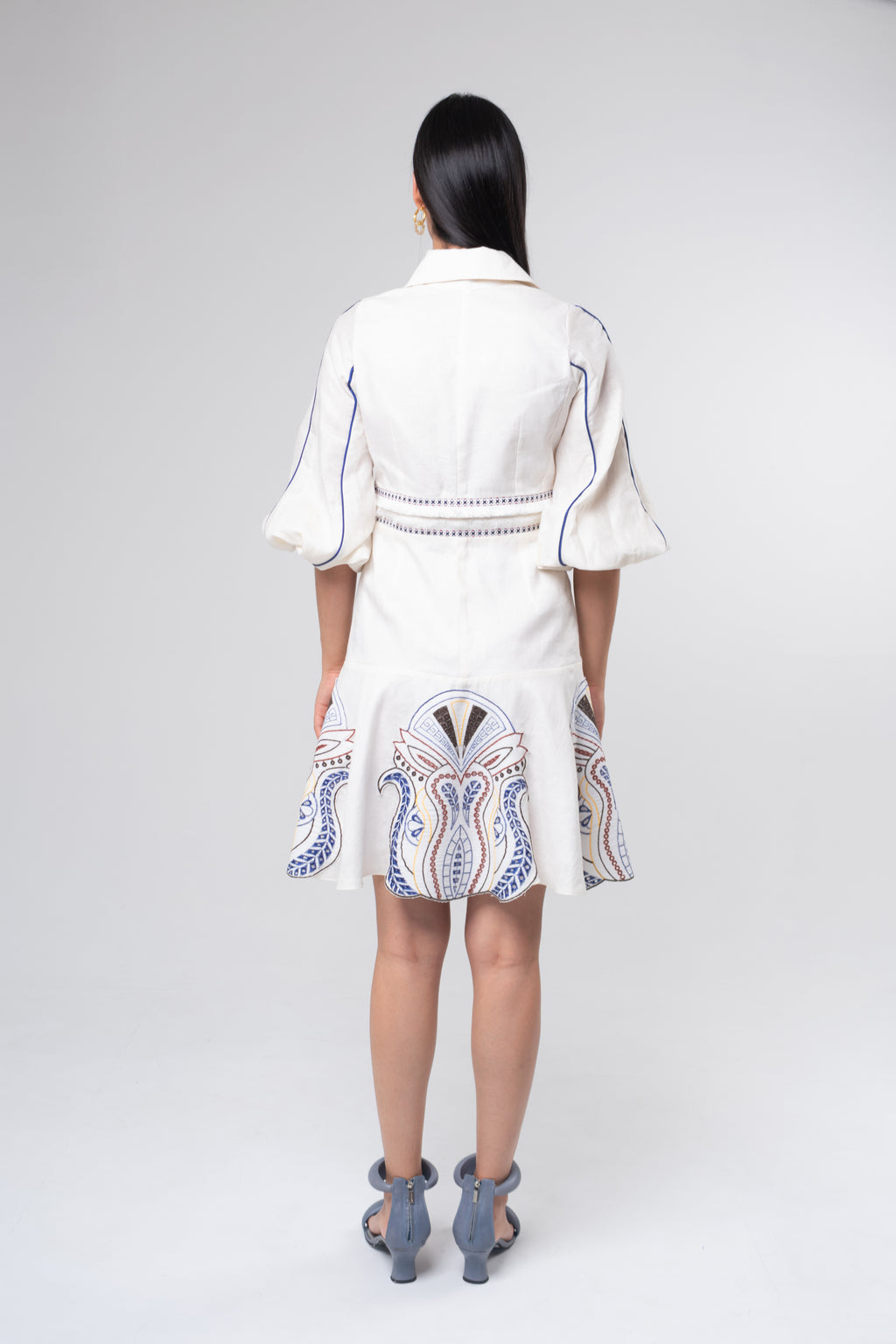 Vestido Midi Aplicación Azul