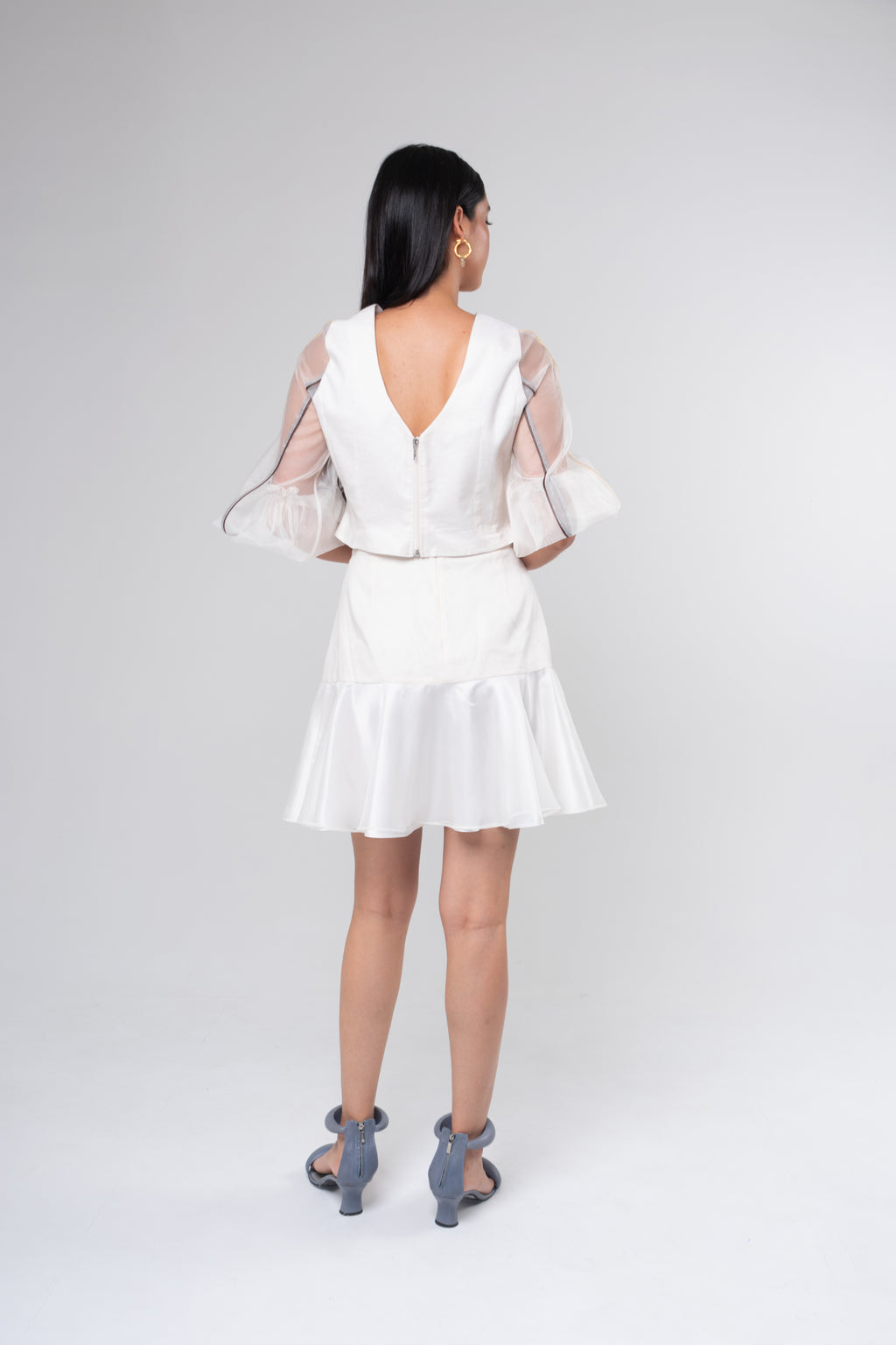 Crop Top Aplicación Azul