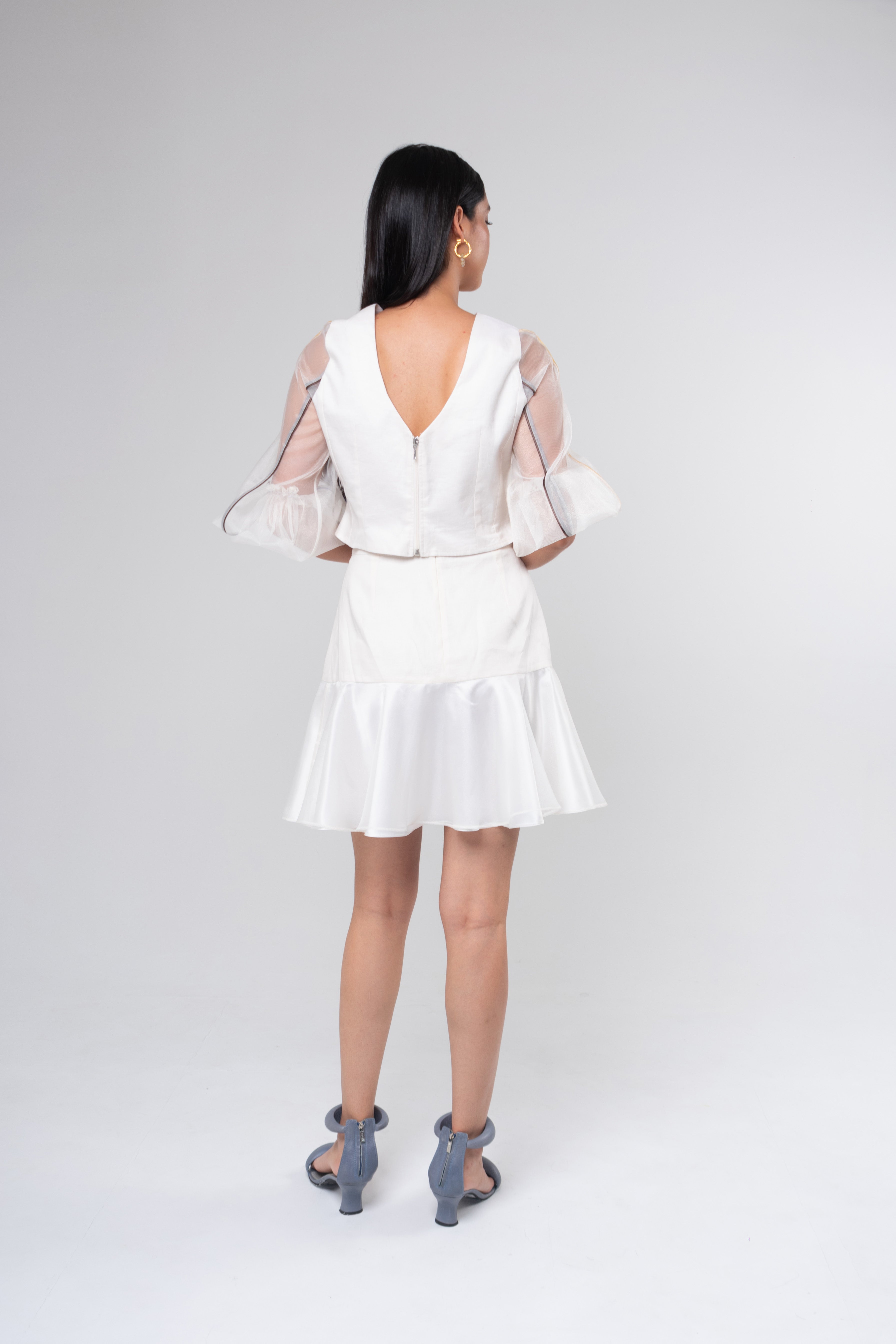 Crop Top Aplicación Azul