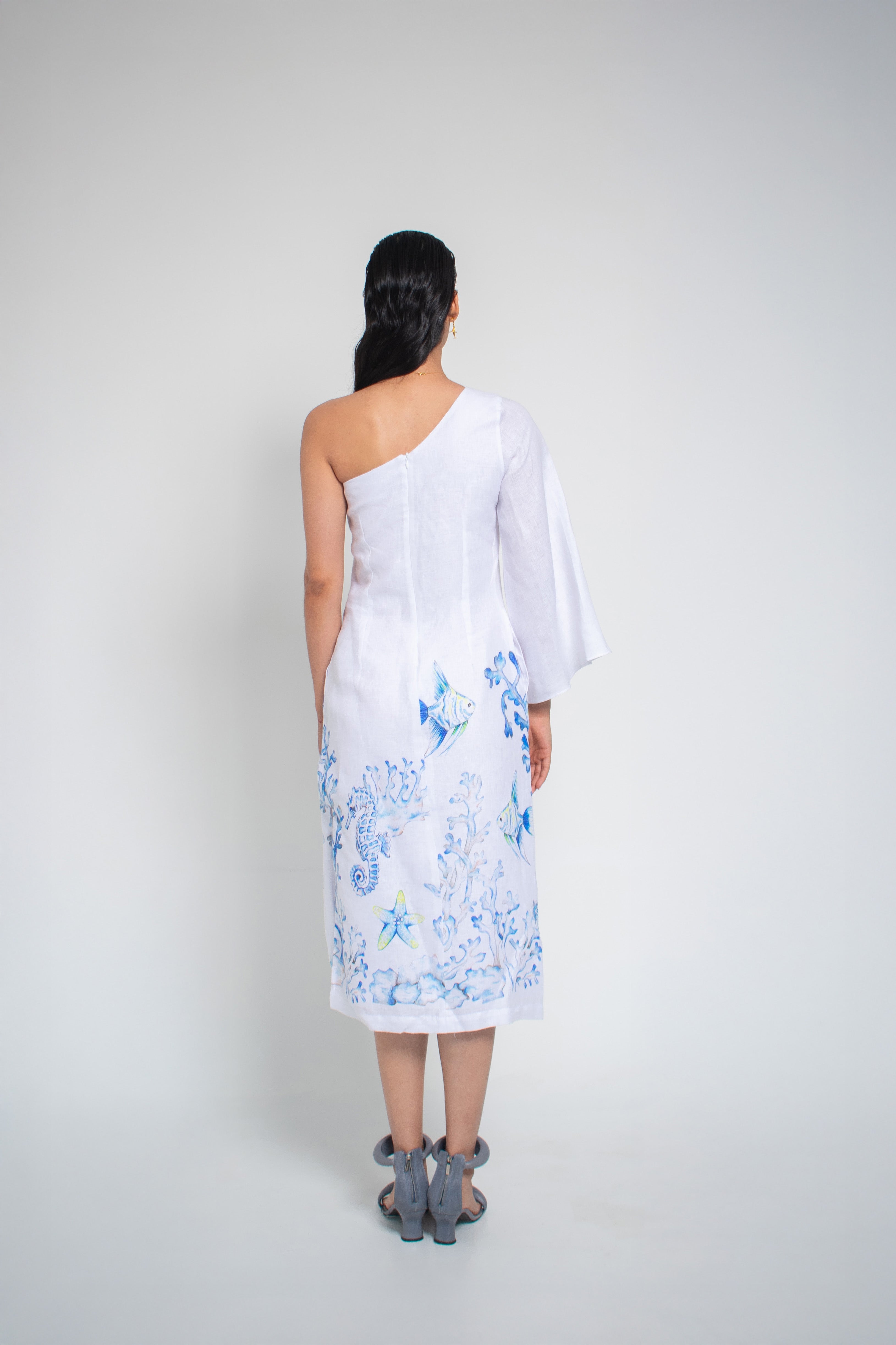 Vestido Asimétrico Coral Azul