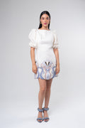 Vestido Corto Aplicación Azul