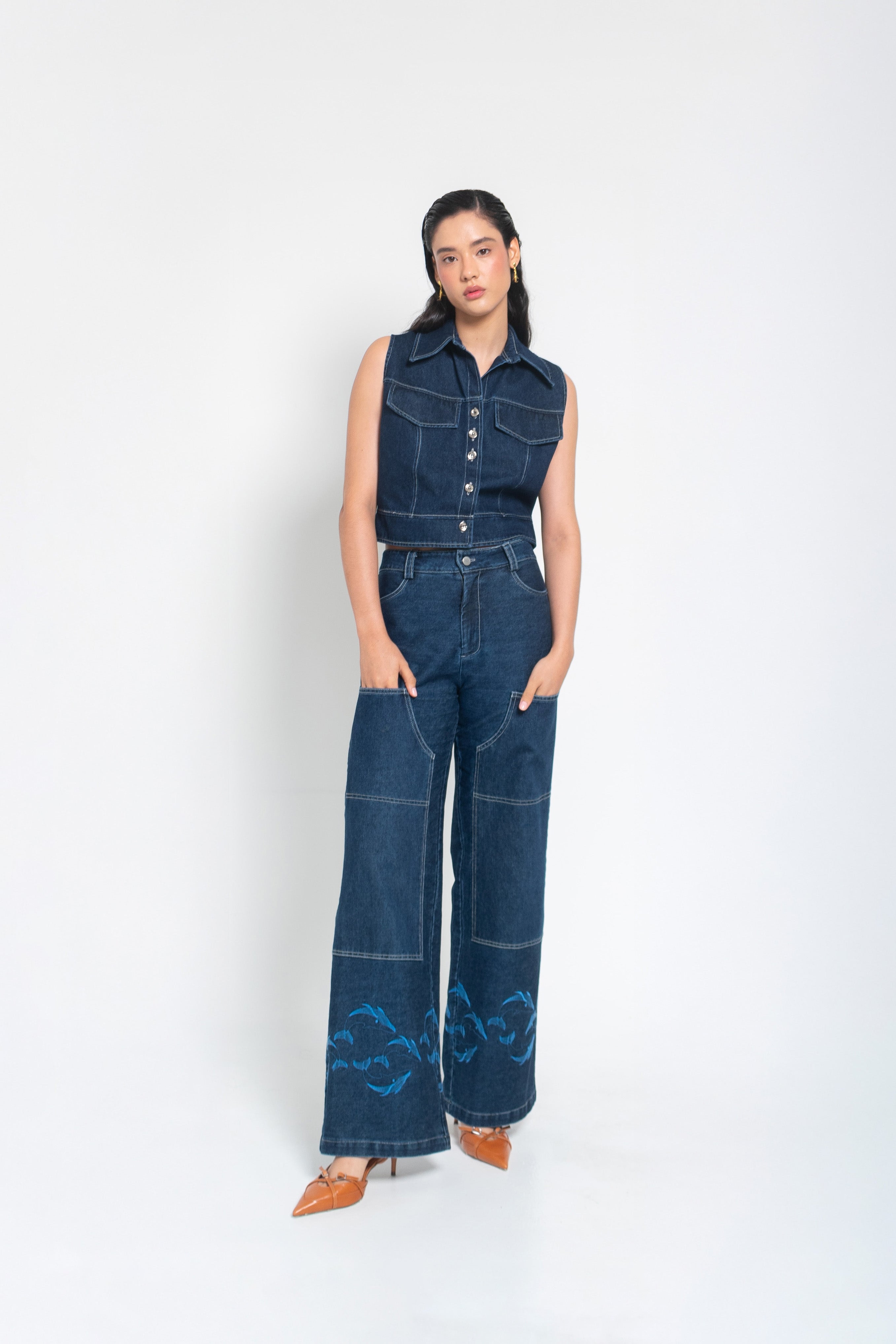 Pantalón Cargo Denim Ballenas