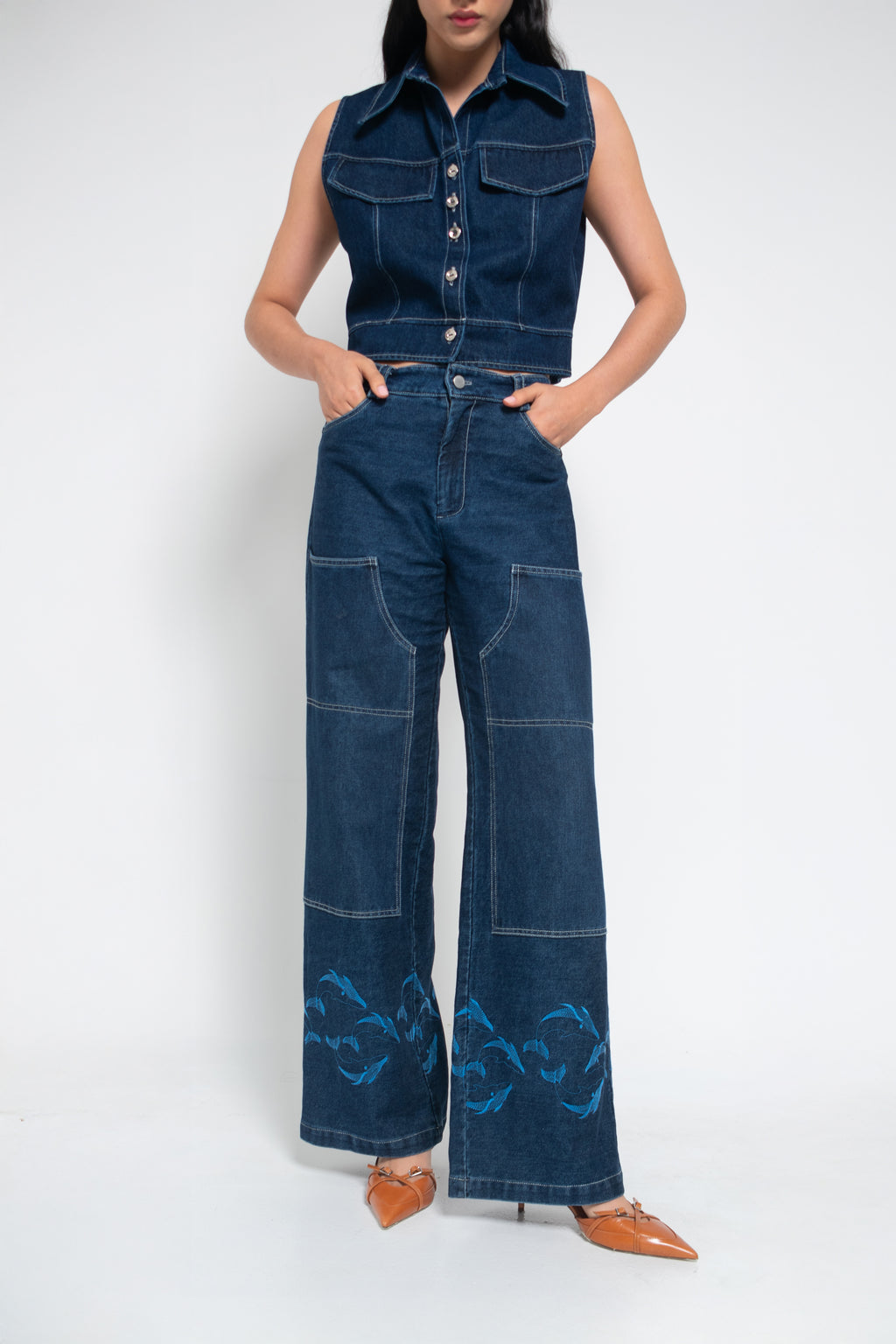 Pantalón Cargo Denim Ballenas