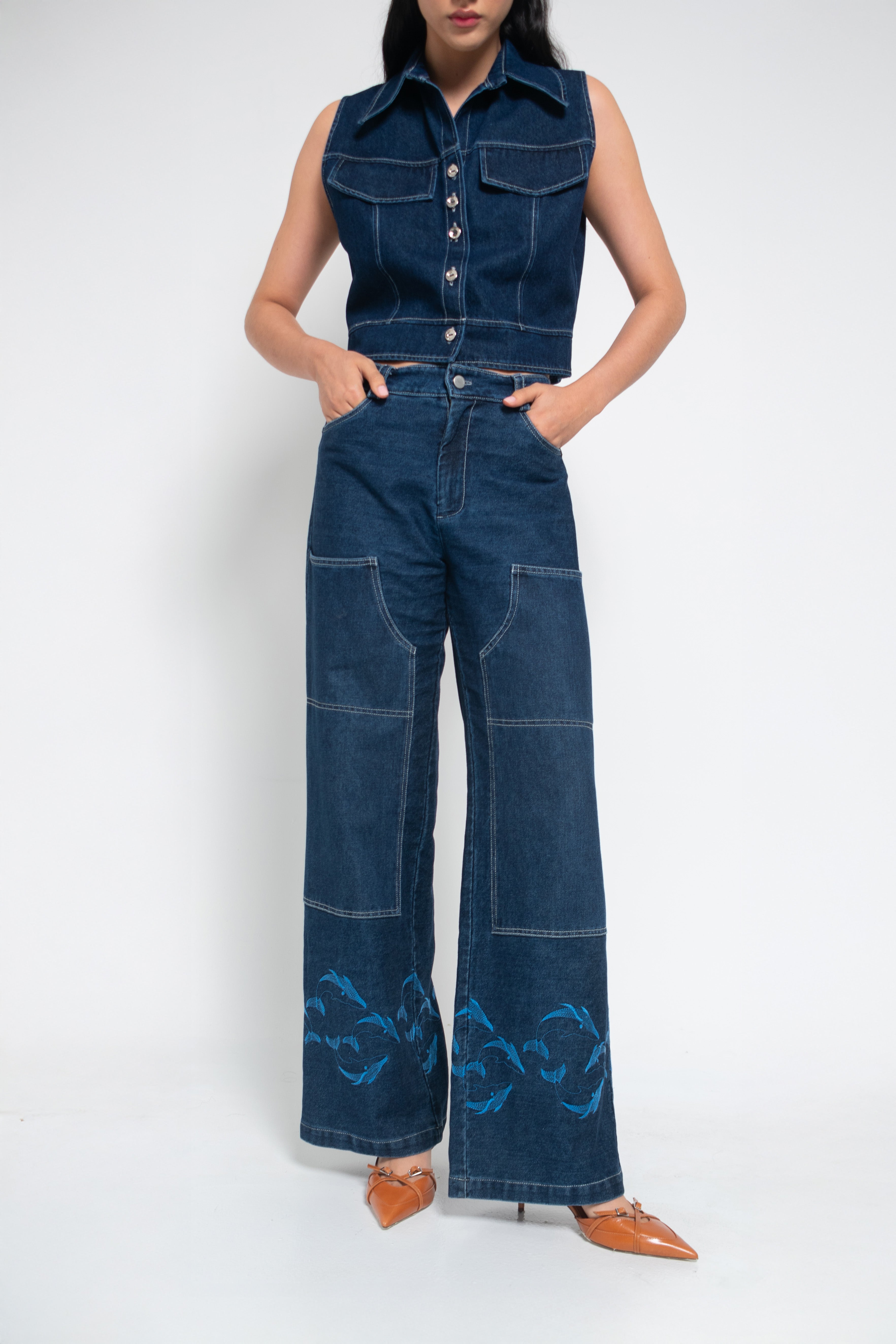 Pantalón Cargo Denim Ballenas
