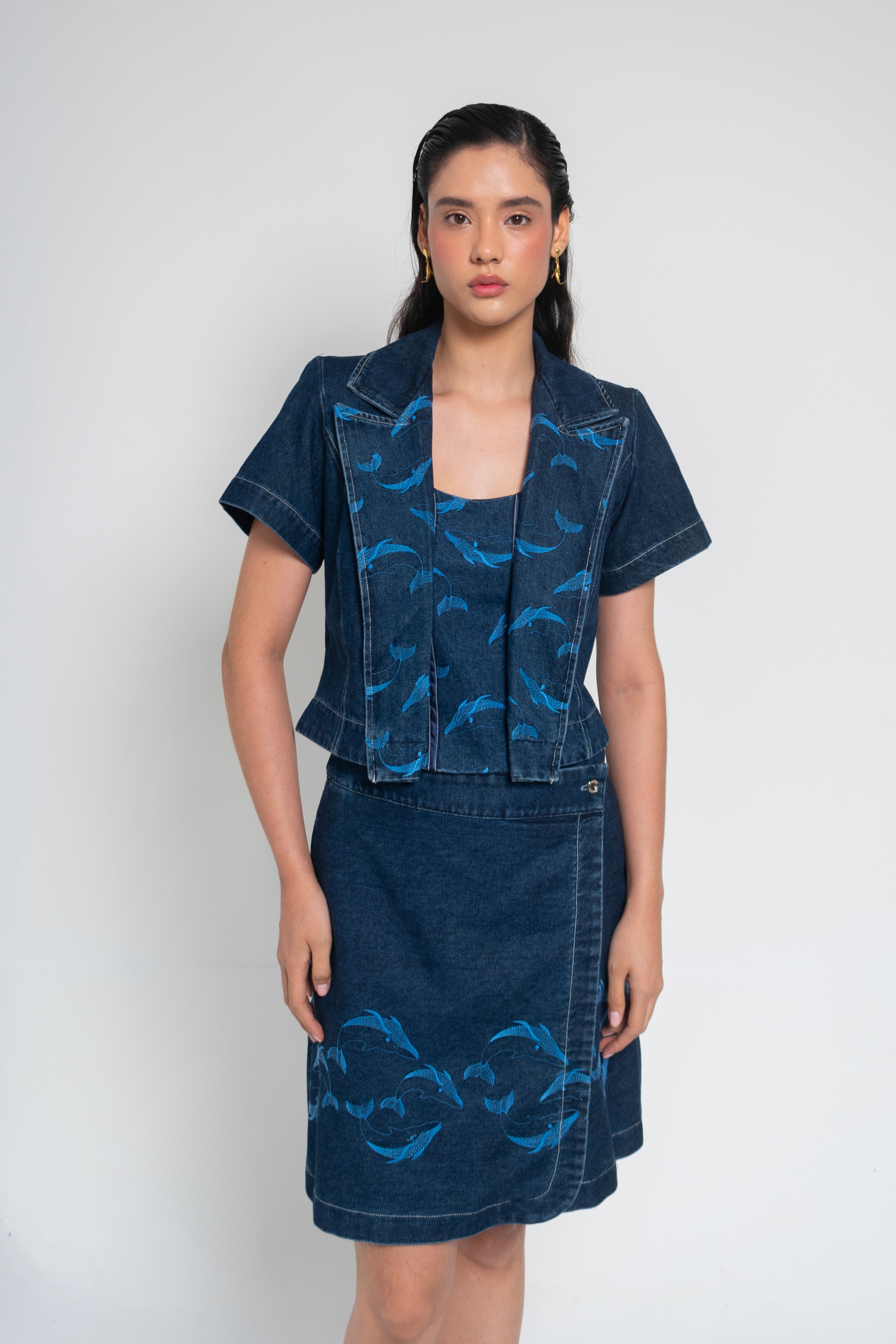 Chaqueta Cropped Ballenas Denim