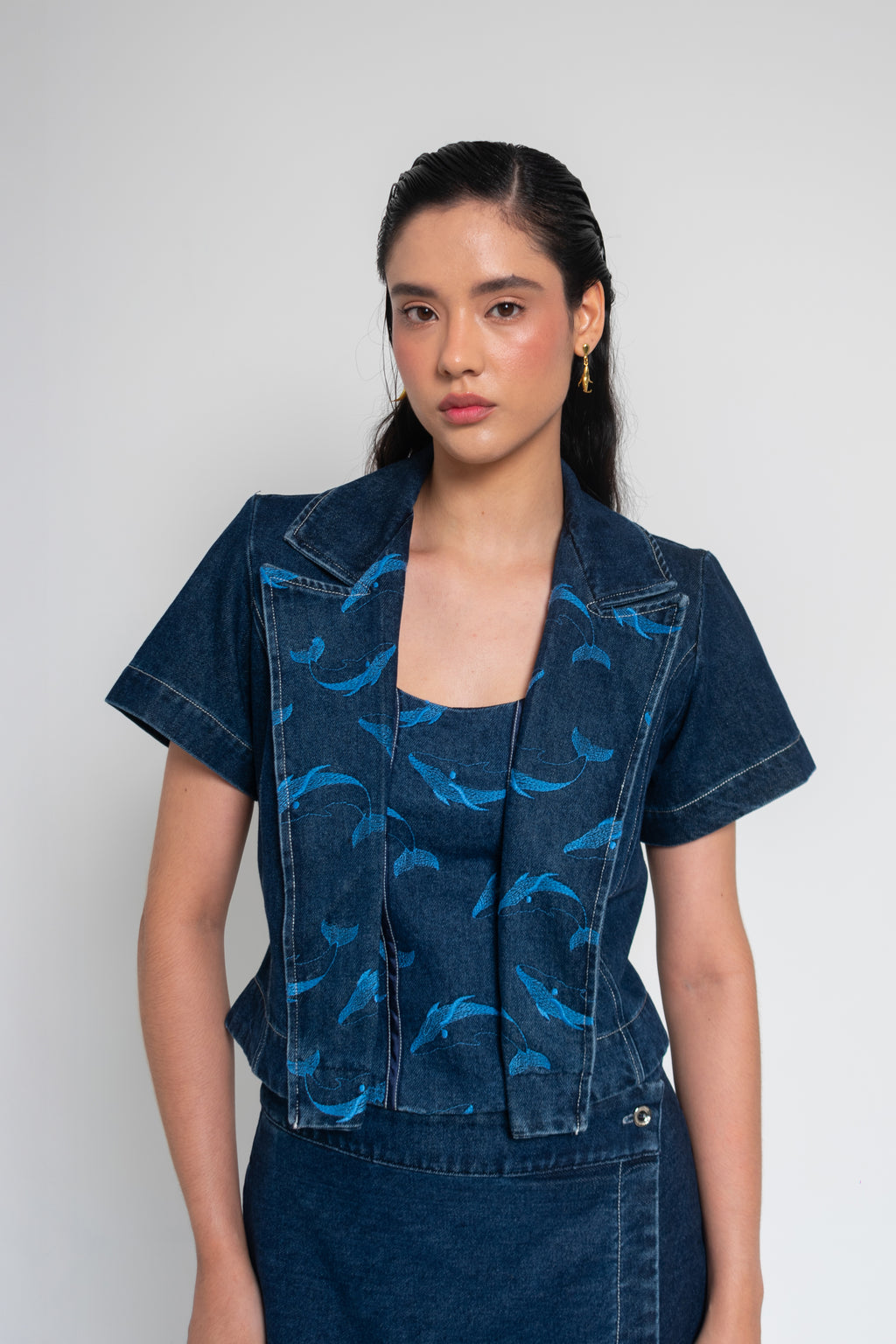 Chaqueta Cropped Ballenas Denim