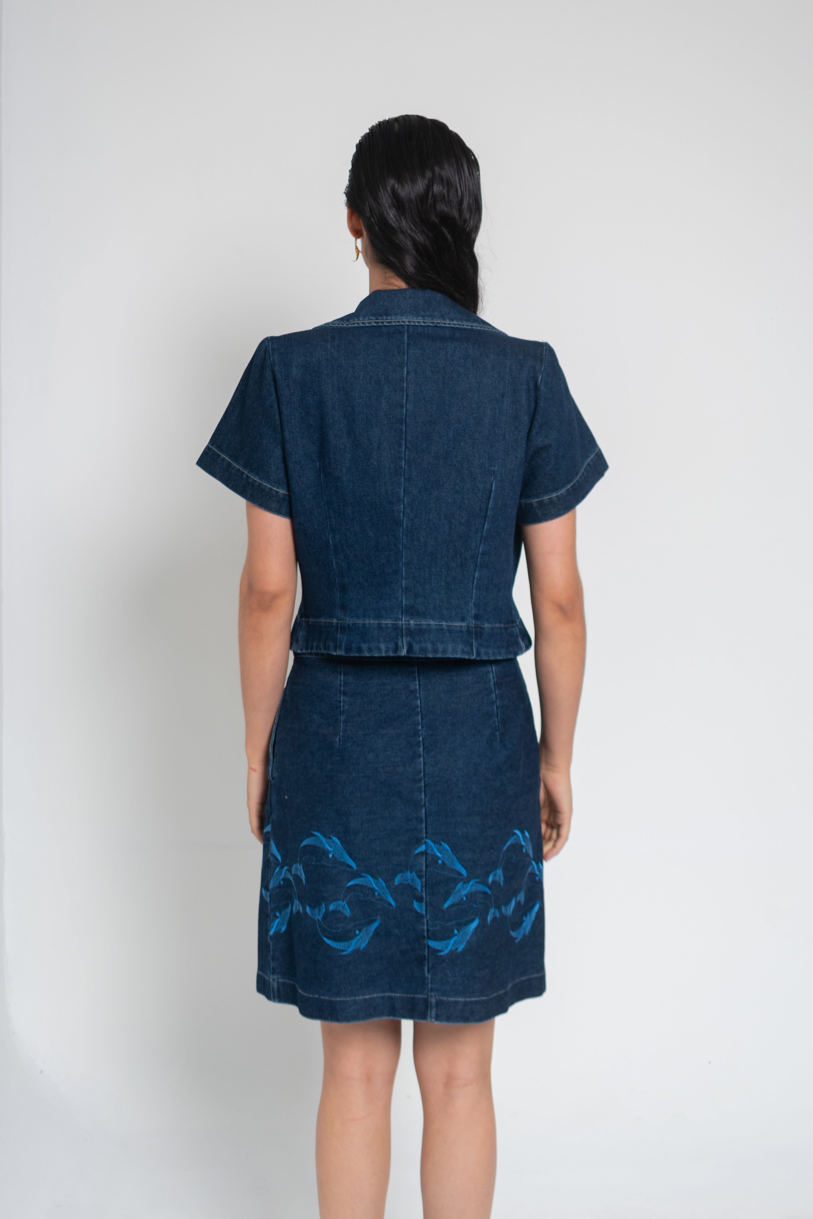 Chaqueta Cropped Ballenas Denim