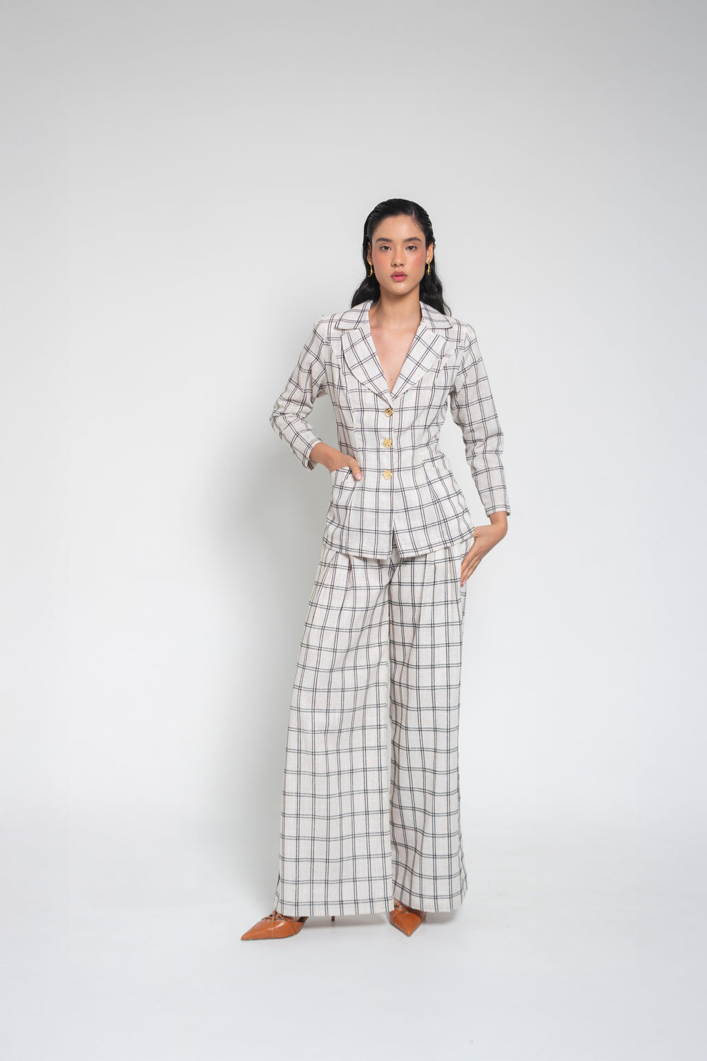 Pantalón Cuadros Pliegues