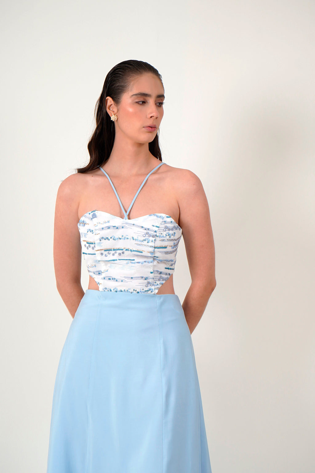 Vestido Cut Outs Azul